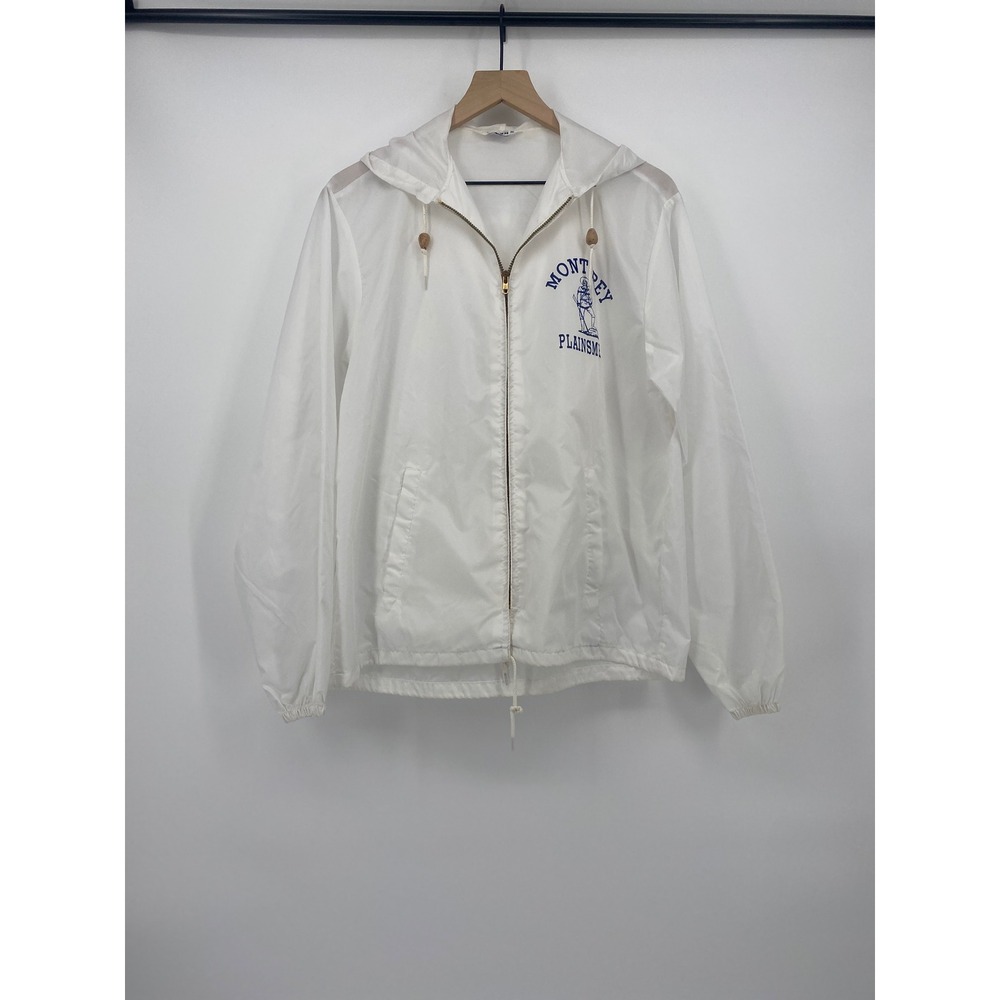 Vintage Monterey Plainsmen Nylon Windbreaker Jacket Medium White Good Zip Hooded